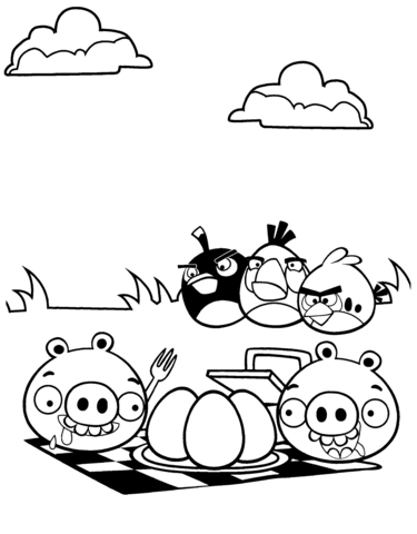 Pig'S Easter Picnic Coloring Page